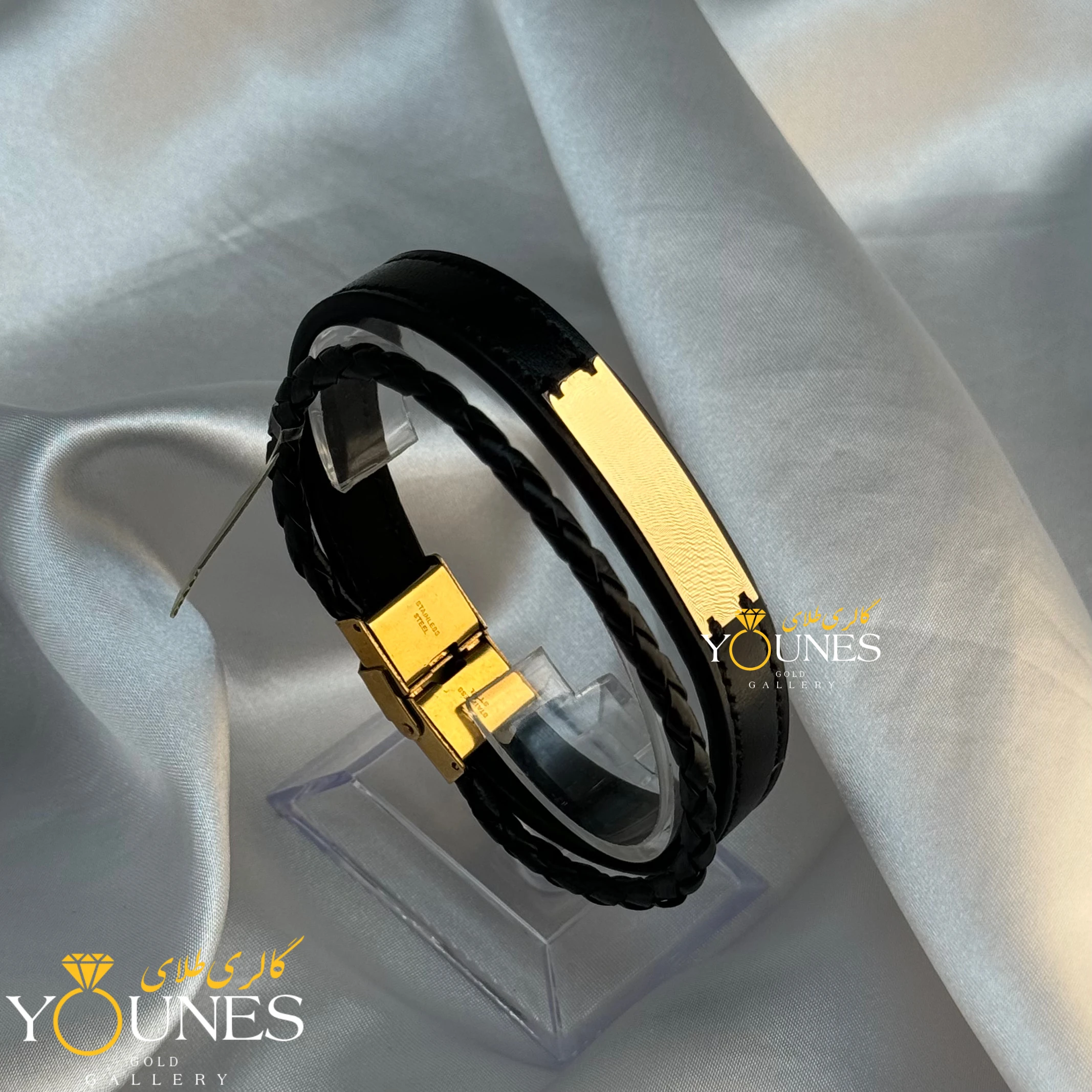 دستبند طلا چرم مردانه L1105